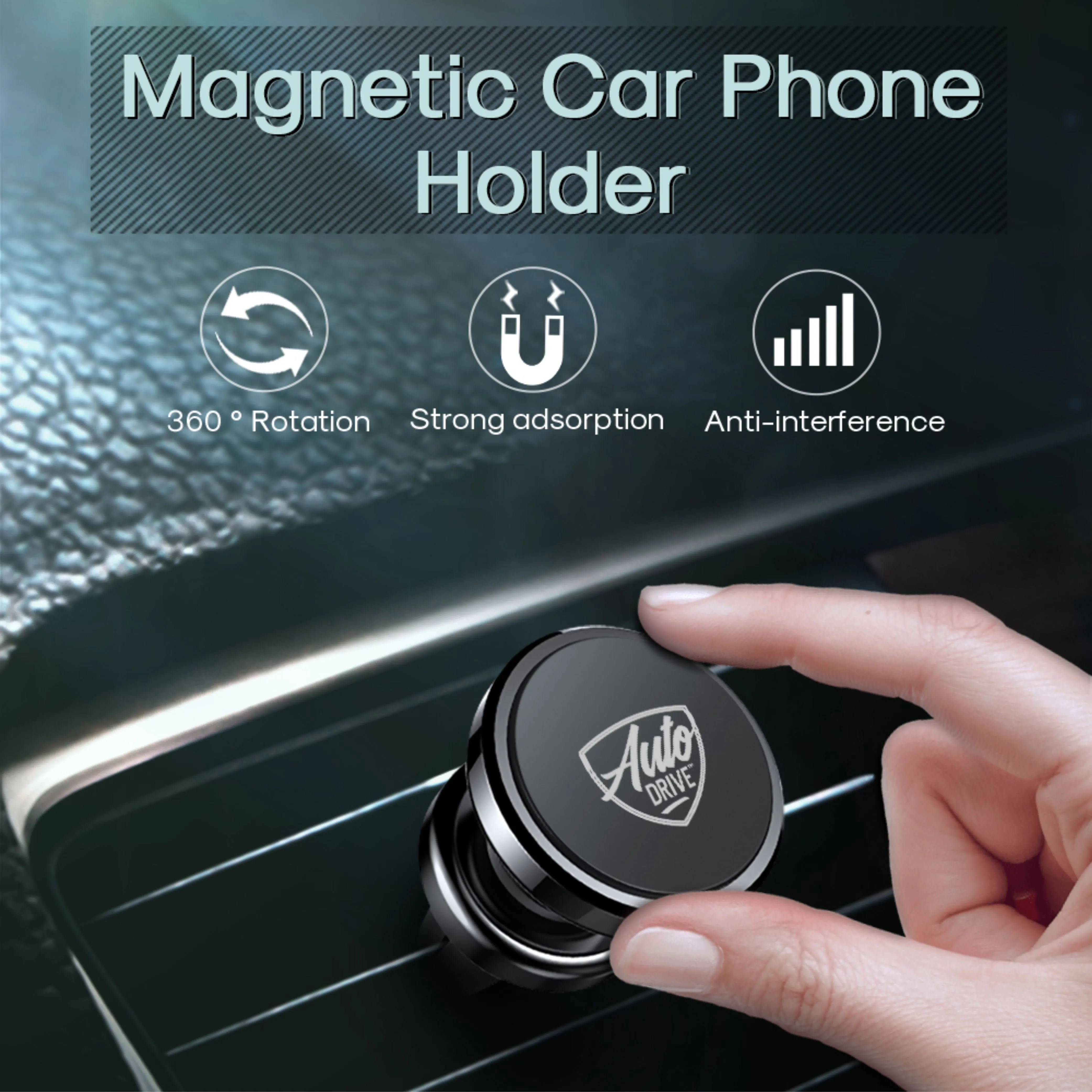 Auto Drive Magnetic Air Vent Mount Phone Holder with Four Strong Built-in Magnet