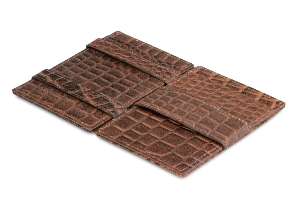 Garzini RFID Leather Magic Wallet ID Window Croco