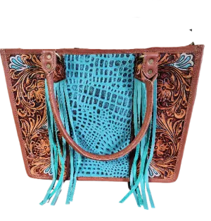 HAND TOOLED LARGE PURSE
