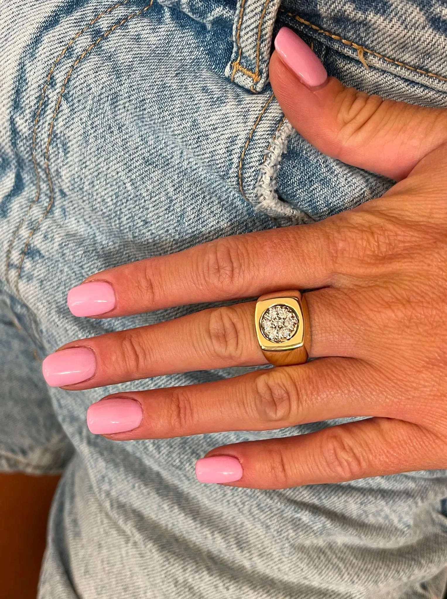 Men's Diamond Cluster Pinky Ring in 14k Yellow Gold