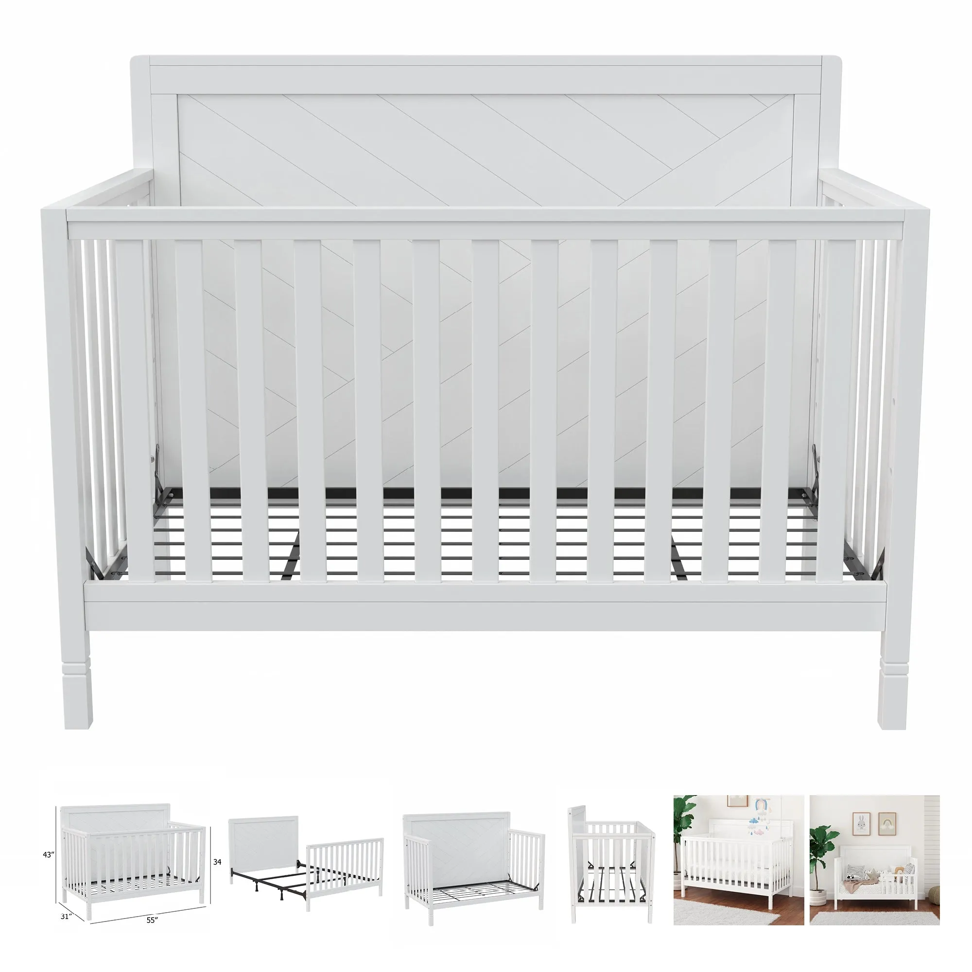 Moderna crib, aria double dresser, boobeyeh mattress