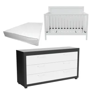 Moderna crib, aria double dresser, boobeyeh mattress