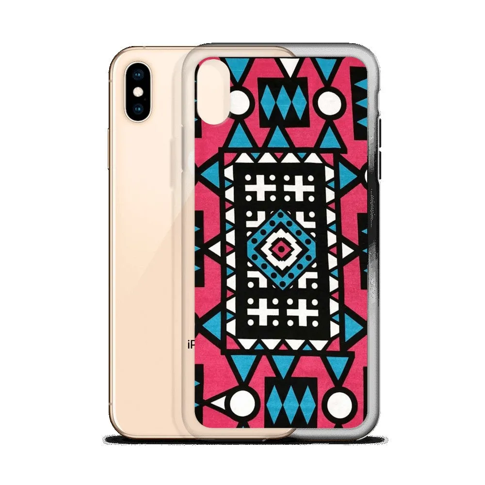 Pink & Blue African Print iPhone Case