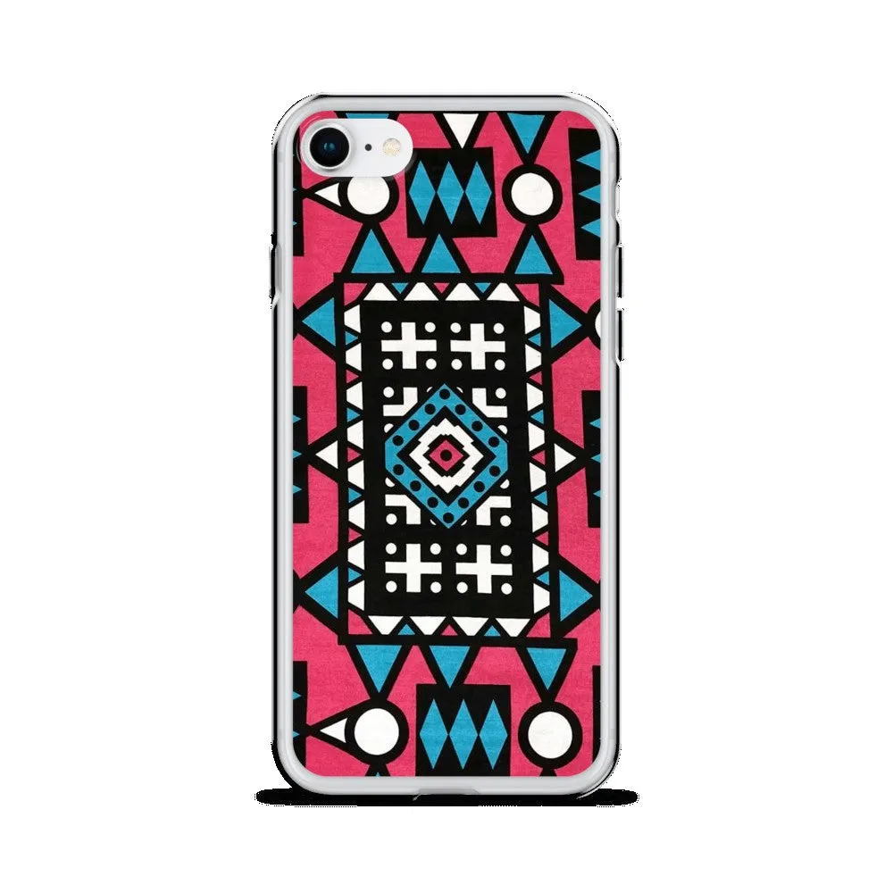 Pink & Blue African Print iPhone Case