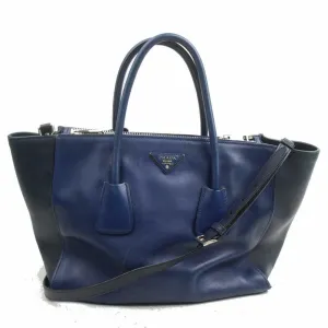 Prada 872320 Blue Bicolor Galleria Tote with Strap 2way
