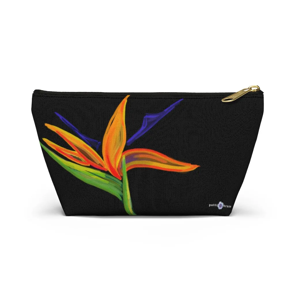 T-Bottom Accessory Pouch: Electric Bird of Paradise - Black